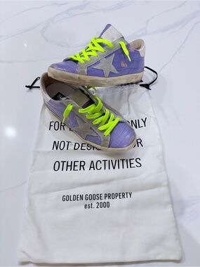 Like New Golden Goose Purple Croc Leather Super Stars size 37